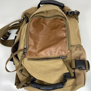 Gerun High-Grade Tan Canvas Backpack, Shoulder Bag